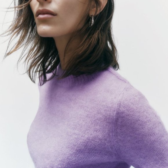 NWT ZARA ALPACA AND WOOL BASIC SWEATER TAUPE BROWN - REF. 5755/134 S - Picture 4 of 6